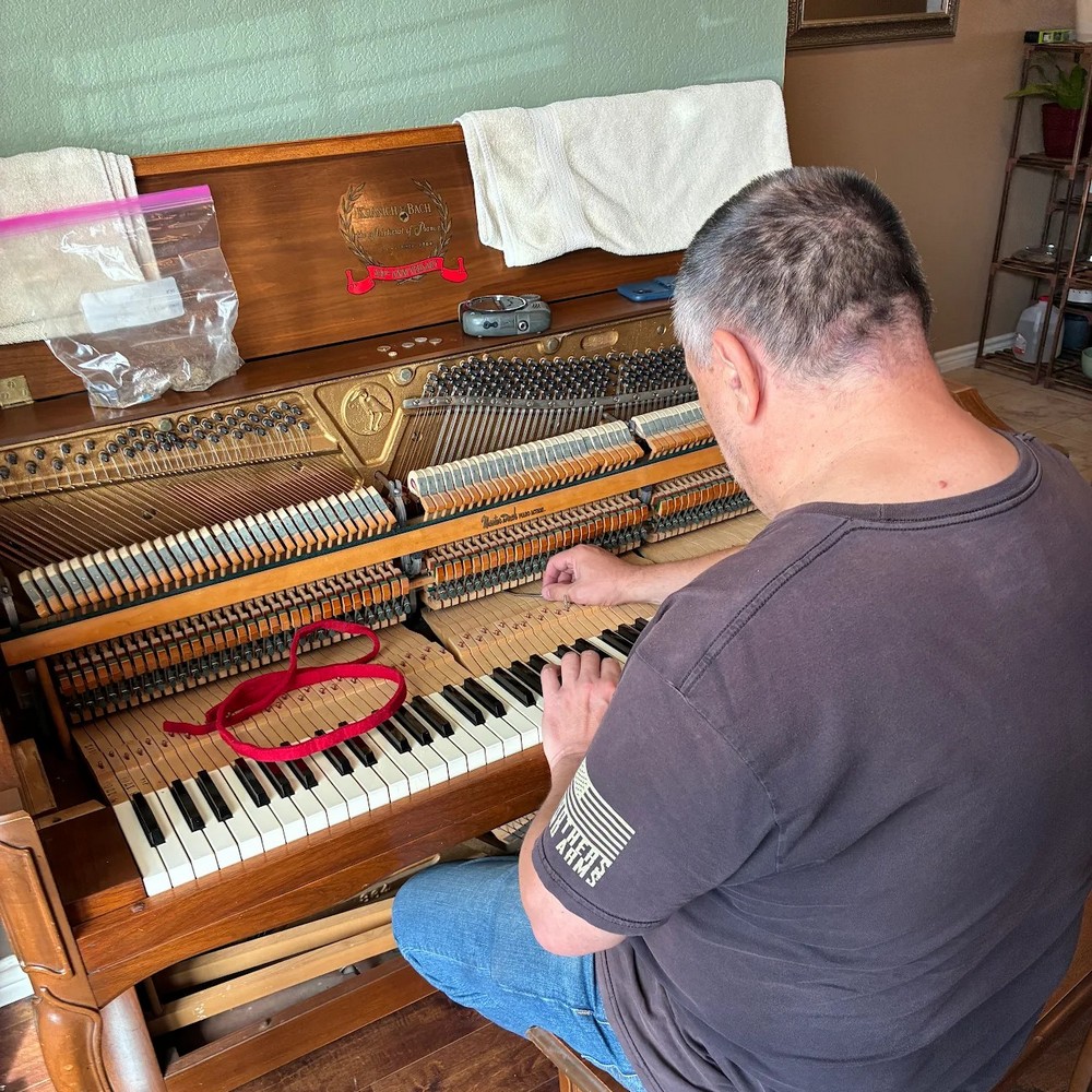 Dmitry tuning piano strings